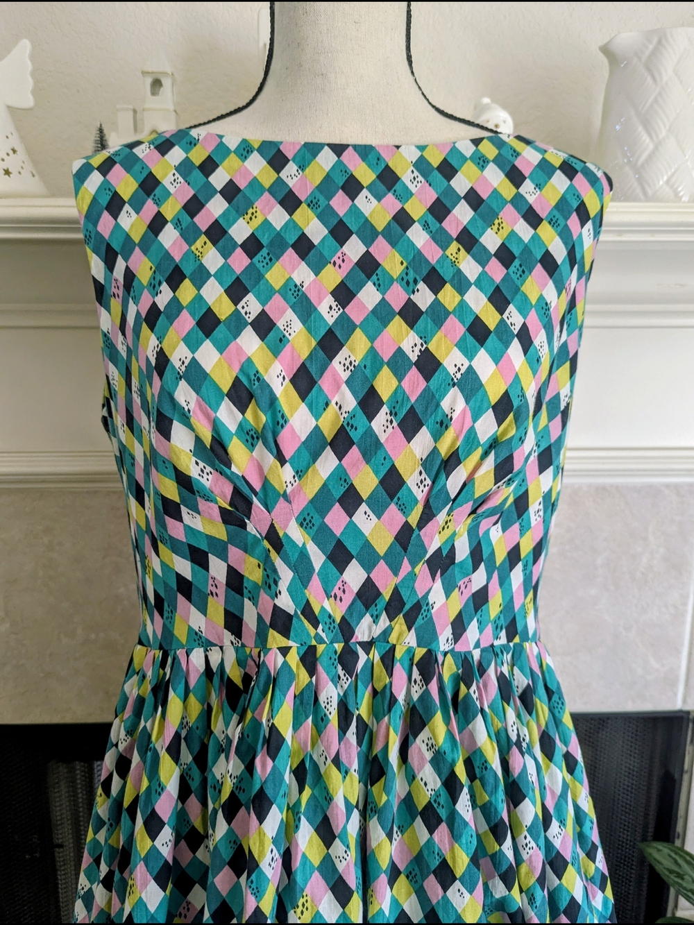 Emily And Fin Abigail Colorful Diamond Print Sundress Size 16UK - Picture 3 of 6